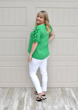 Load image into Gallery viewer, Ruffle My Feathers Blouse-GREEN
